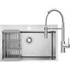 CECIPA 70x45 cm Lavello Cucina con Arco Rubinetto Cucina Molla, Lavandino Cucina 1 Vasca in Acciaio Inox con cestello scolapiatti, per Mobile da 70cm