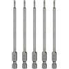 QUARKZMAN 5 Pezzi Punta Cacciavite A Testa Torx T8 Attacco Esagonale 1/4 Lunghezza 100mm Punta Magnetizzata Senza Foro Anti-Manomissione A 6 Punte Stellata Per Trapano In Acciaio S2.
