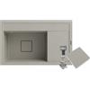 Granitan Lavandino in granito 81x50,5x22 cm - Lavello per cucina con moderno tappo di scarico - Elegante lavello in granito con superficie di sgocciolamento - Lavello da incasso con sifone - Beige