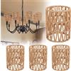 AKOLAFE 4 paralumi per lampada a sospensione, stile boho, 12 x 12 x 15 cm, in rattan, di carta, accessorio di ricambio per lampada da terra, lampada da tavolo, lampade a sospensione, paralumi a