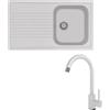PLADOS Lavello composito cucina PLADOS modello PL0861 una vasca + miscelatore monocomando Zeus BIANCO 98