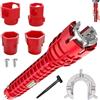 AEMCHDM Multifunzione Chiave Sottolavello 14 in 1 Piletta Lavabo, Rosso Installatore Di Rubinetti Multifunzionale, Chiave per Rubinetto Sottolavello, per Lavandini WC, Rubinetto del Bagno
