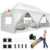 HOTEEL Gazebo 3x6 Impermeabile Pieghevole, Con 6 Pannelli Laterali, Uv 50+, Telaio Spesso, One-Touch Pop Up Gazebo con Sacca Portaoggetti, Per Matrimoni, Spiagge, Feste, Giardino (Bianco)