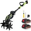 Eirolace Zappatrice da Giardino 21V a Batteria-Motozappa Elettrica con 2x3000mAh, 4 Lame in Metallo 65Mn, Larghezza e Profondità di Lavoro 10 cm, 235 giri/min-Per Dissodare, Arieggiare e Compostare