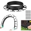 FIVMEN Bordo per aiuole in plastica, 12 m x 7,8 cm, bordatura per aiuole con chiodi di fissaggio, ruote per prato, tagliabile flessibile da giardino