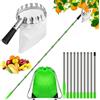 Dreamtop Raccogli Frutta Telescopico 4 m, Inox Raccogli Frutta da Albero con Borsa di Tela Extra Spesso, Regolabile Raccoglifrutta per Fichi Nespole Mele Ciliegie