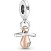 PANDORA Pendente Moments a forma di ciuccio in argento Sterling placcato in oro rosa 14 carati con zirconia cubica trasparente