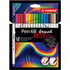 Stabilo Pen 68 brush - Pennarello Premium con punta a pennello - ARTY - Astuccio da 18 - Colori assortiti