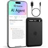 Mobvoi TicNote Lite Registratore Vocale AI, 600 Min Trascrizione, Riepilogo | Leading AI LLM, Riepilogo AI, 4GB, fino a 25 Ore, 120+ Lingue, Lezioni Riunioni Telefonate, Custodia Magnetica Integrata