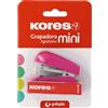 Kores - Mini cucitrice Fucsia + 1000 graffette 24/6, compatibile con 26/6, capacità 12 fogli carta 80g, 6x4,5x3cm, distanza pinzatura 17mm, ideale come materiale da ufficio, perfetto per astuccio