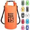 MORAINJAY 15L Borsa Impermeabile,Arancione Waterproof Zaino Impermeabile Sacco Impermeabile con Tracolla Regolabile,2L/5L/10L/15L/20L/30L Dry Bag per Outdoor Sport Acquatici,Barca,Pesca,Rafting,Nuoto