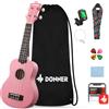 Donner Ukulele per Bambino Principiante Soprano Ukulele Kit 21 Polllici con Custodia Corde Ukelele Hawaiano Online Lezione Colore Rosa