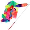 MZSKLW Nastri da Danza Nastri da Ginnastica ritmici con Barra Girevole, Colori sfumati, Streamer for Balletto, Accessori for spettacoli(2m-Red Handle)