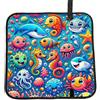 Vortithora Dolphin-Shark-Seahorse Cuscino pieghevole per sedile da stadio impermeabile portatile Bleacher Pad Piccolo tappetino da campeggio per campeggio, viaggi, eventi sportivi all'aperto