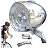Generico Fanale Anteriore per Bici, Luce Anteriore per Bicicletta retrò, 3 Lampadine a LED, Luci Ricaricabili per la Notte, Faro per Bici retrò Impermeabile per Viaggi Notturni (Argento)