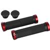 Yhenlovtt Manopole per manubrio di bicicletta, in gomma, con bloccaggio in alluminio, lunghezza 130 mm, compatibile con manubri da 22 mm per mountain bike, colore: rosso