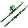 Yhenlovtt Canna da pesca per bambini con mulinello per combo formato leggero per una semplice applicazione include (verde (set di 2) palo telescopico 165 m Frp con mulinello per bambini