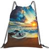 cchgnm Sunset Beach Print - Borsa da palestra leggera e pieghevole con coulisse, multifunzione, per sport, yoga, viaggi