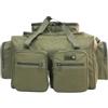 TMC Borsa grande per attrezzatura da pesca alla carpa, verde, tasche multiple, protezioni per la base, misura 50 x 35 x 30 cm (corpo principale) 60 x 40 x 35 (tasche incluse)