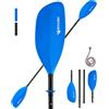 Abahub Pagaia regolabile in alluminio con lama in plastica per canoa, canottaggio, kayak, 4 pezzi, colore blu