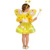 Generico Costume Fatina Bambina 4 Pezzi Costume Farfalla Fatina Vestito Principessa Farfalla con Ali Bacchetta Tutù Cintura Bambina Principessa Vestiti per Carnevale, Feste di Compleanno, Giochi di Ruolo