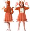 LumenVela Costume da Volpe per Bambina, Vestito Volpe Carnevale Costume per Bambina con Adesivi Viso, Guanti per 4 ai 12 Anni per Carnival Halloween Cosplay (8-10)