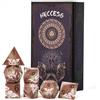 HNCCESG Set Dadi in Metallo-Design Polpo,7 Pezzi D4 D6 D8 D10 D12 D20 D00,Dadi Poliedrici Premium per RPG e Giochi da Tavolo,Scatola Regalo Magnetica (Marrone Bianco)