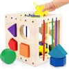 Ainiv Cubo di Selezione di Forma in Legno, Gioco di Selezione Giocattoli Educativi Montessori, 8 Pezzi di Forme multisensoriali Colorate, Cubo Incastri per La Motricità Fine e Apprendimento Educativi