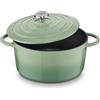 Küchenprofi Casseruola in ghisa con coperchio, rotonda, giada, 24 cm, casseruola, forno olandese, casseruola smaltata, per tutti i piani cottura (con induzione), per stufare, cuocere e arrostire