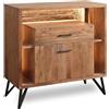 DRW Mobile d'ingresso in legno con cassetto e porta naturale, 90 x 40 x 94 cm