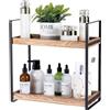 Giftacity Organizzatore da banco a 2 livelli per bancone del bagno in legno, organizer per cosmetici, vassoio da trucco per l'organizzazione e la decorazione della stanza