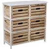 DRW Cassettiera, Rubberwood, Bianco e Naturale, 198x20x170 cm