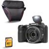 Kodak Pixpro AZ255 - Fotocamera Bridge da 16 MP con zoom ottico 25x + custodia protettiva + scheda SD da 32 GB - video Full HD 1080p, grandangolo 24 mm, stabilizzatore, schermo LCD da 3 - nero