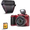 Kodak Pixpro AZ255 - Fotocamera Bridge da 16 MP con zoom ottico 25x + custodia protettiva + scheda SD da 32 GB - video Full HD 1080p, grandangolo 24 mm, stabilizzatore, schermo LCD da 3 - rosso
