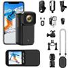 CLYZSTU Action Cam impermeabile 4K con pollice, 123° WiFi Action Cam con schermo da 1,47 pollici, registrazione 3 ore, registrazione notturna HDR e loop, videocamera sportiva subacquea, POV a mani
