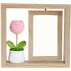 DFGBAPKBL Girevole Cornici Cornice for foto girevole su entrambi i lati in materiale di legno con fiori e piante in vaso for visualizzare da 6 pollici(Color 2)