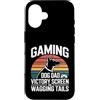 Dog Father Gamer Pup Lover Custodia per iPhone 16 Gioco Cane Papà Vittoria Schermo E Scodinzolante Code
