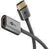 goobay Plus Series 0.1m Adattatore HDMI Flex Ultra High Speed, 8K @ 60Hz, HDR, ARC, 48Gbps, Giacca in tessuto, HDMI maschio-femmina, per montaggio a parete TV, connettori HDMI stretti, giochi, 79145
