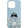 Animal Print Cute And Fun Custodia per iPhone 15 Pro Max Rose floreali blu pastello Lazy Cat Sleepy
