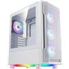 GAMDIAS Custodia per PC, ATX Gaming Mid Tower, pannello laterale in vetro temperato senza attrezzi, ventola 4 x 120 ARGB preinstallata, frontale in rete a flusso d'aria, 3 lati sotterranei, bianco