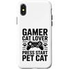Cat Gaming Controller Lover Custodia per iPhone X/XS Gamer Cat Lover Premi Start Pet Cat