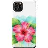 MZ Design Custodia per iPhone 11 Pro Max Design floreale tropicale con fiori di ibisco rosa
