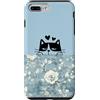 Animal Print Cute And Fun Custodia per iPhone 7 Plus/8 Plus Rose floreali blu pastello Lazy Cat Sleepy