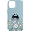 Animal Print Cute And Fun Custodia per iPhone 14 Rose floreali blu pastello Lazy Cat Sleepy
