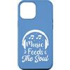 Retro Music Design Custodia per iPhone 12 Pro Max Music Feeds The Soul Cuffie Amante della musica