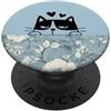 Animal Print Cute And Fun Rose floreali blu pastello Lazy Cat Sleepy PopSockets PopGrip Adesivo