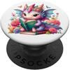 Cute Dragon Reading Book Shirt Book Drag Cute Pink Baby Dragon Floral Book Lover Bookish Fantasy Era PopSockets PopGrip Adesivo