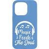 Retro Music Design Custodia per iPhone 15 Pro Music Feeds The Soul Cuffie Amante della musica