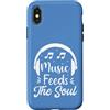 Retro Music Design Custodia per iPhone X/XS Music Feeds The Soul Cuffie Amante della musica