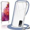 Micnkifo Cover con Cordino per Samsung Galaxy S20 FE, Trasparente Silicone Sottile Morbido Custodia con Regolabile Collana Laccio Tracolla, Antigraffio Antiurto Proteggere Case con Corda, Grigio